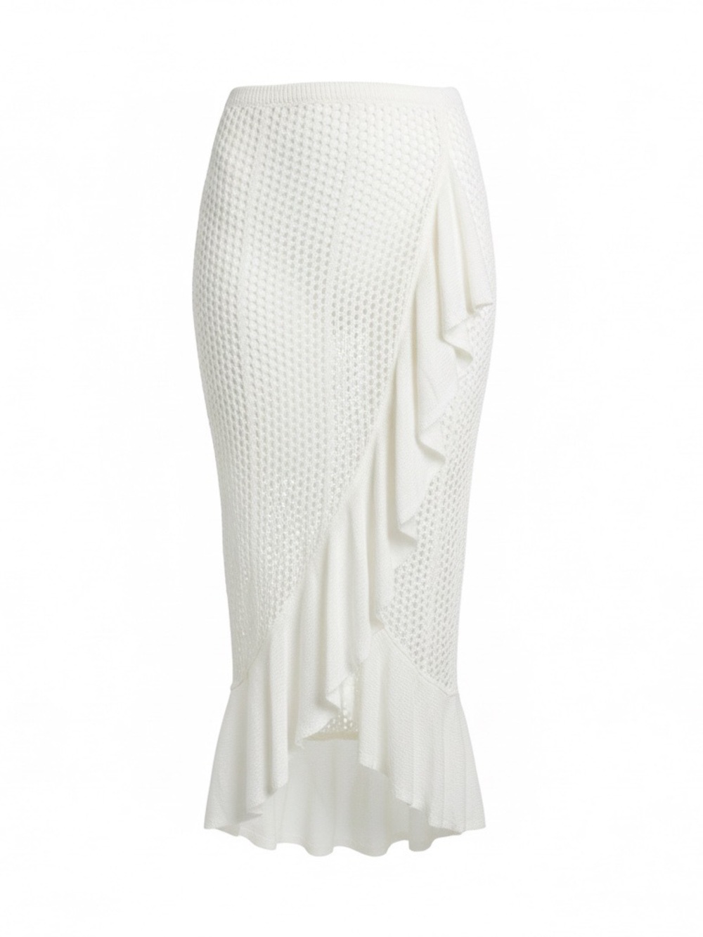 Cream Crochet Ruffle swim cover